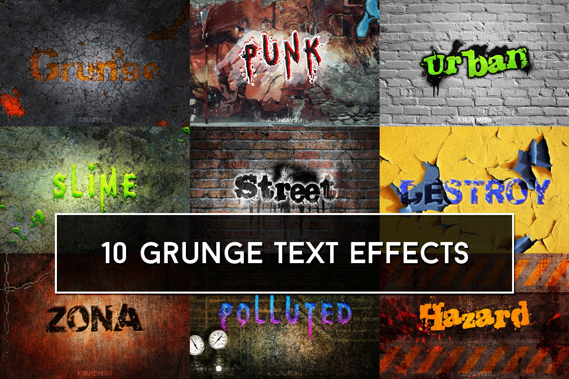 Grunge Text Effects | Unique Photoshop Add-Ons ~ Creative Market