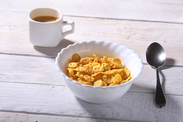 Corn Flakes Cereal With Milk In A Bowl And Cap With Espresso Coffee Morning Breakfast High Quality Health Stock Photos Creative Market