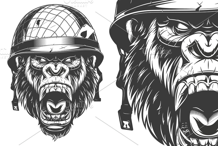 Monkey's head in a baseball cap | Pre-Designed Photoshop Graphics