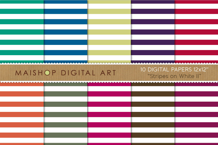 Digital Papers - Stripes on White II | Graphic Patterns ~ Creative Market