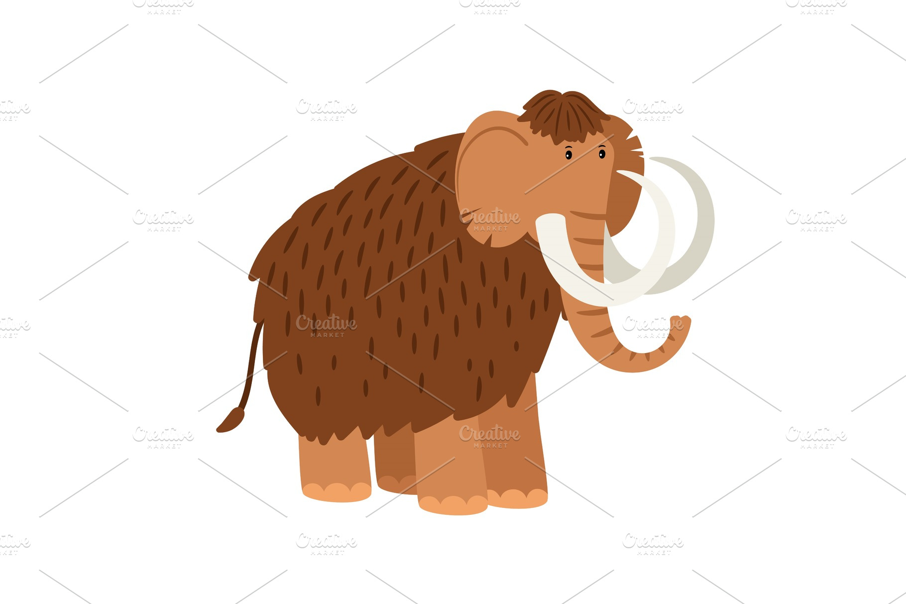 Cartoon mammoth isolated on white background | Vector Graphics