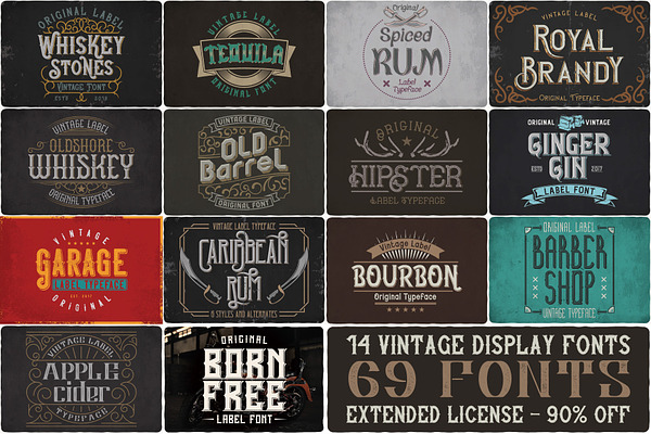 Download Vintage Fonts Bundle Stunning Display Fonts Creative Market PSD Mockup Templates