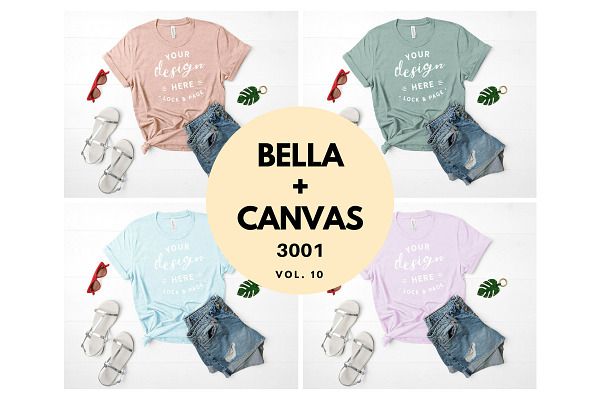 Download Bella Canvas 3001 Mockup Bundle V32 Creative Illustrator Templates Creative Market PSD Mockup Templates