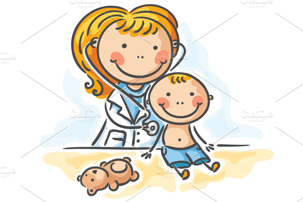 Boy is being examined by the doctor | Healthcare Illustrations ...