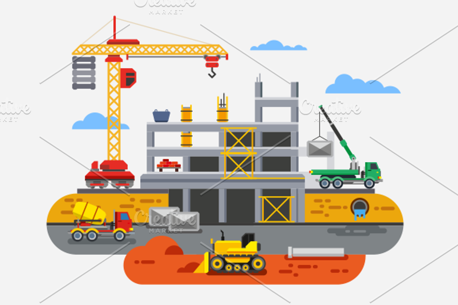 Building Construction | Pre-Designed Illustrator Graphics ~ Creative Market