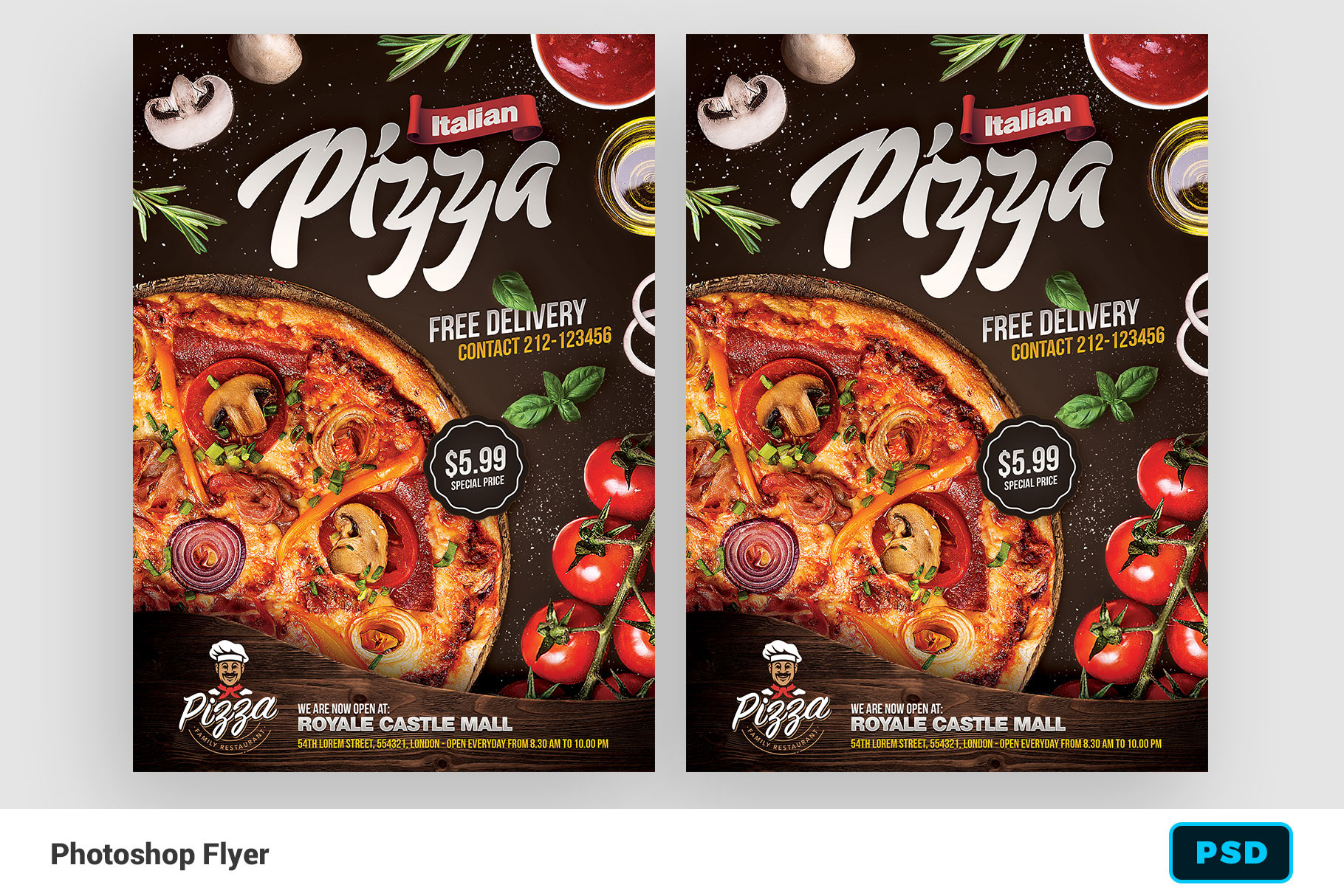 Pizza Restaurant Flyer Instagram Creative Photoshop Templates Creative Market