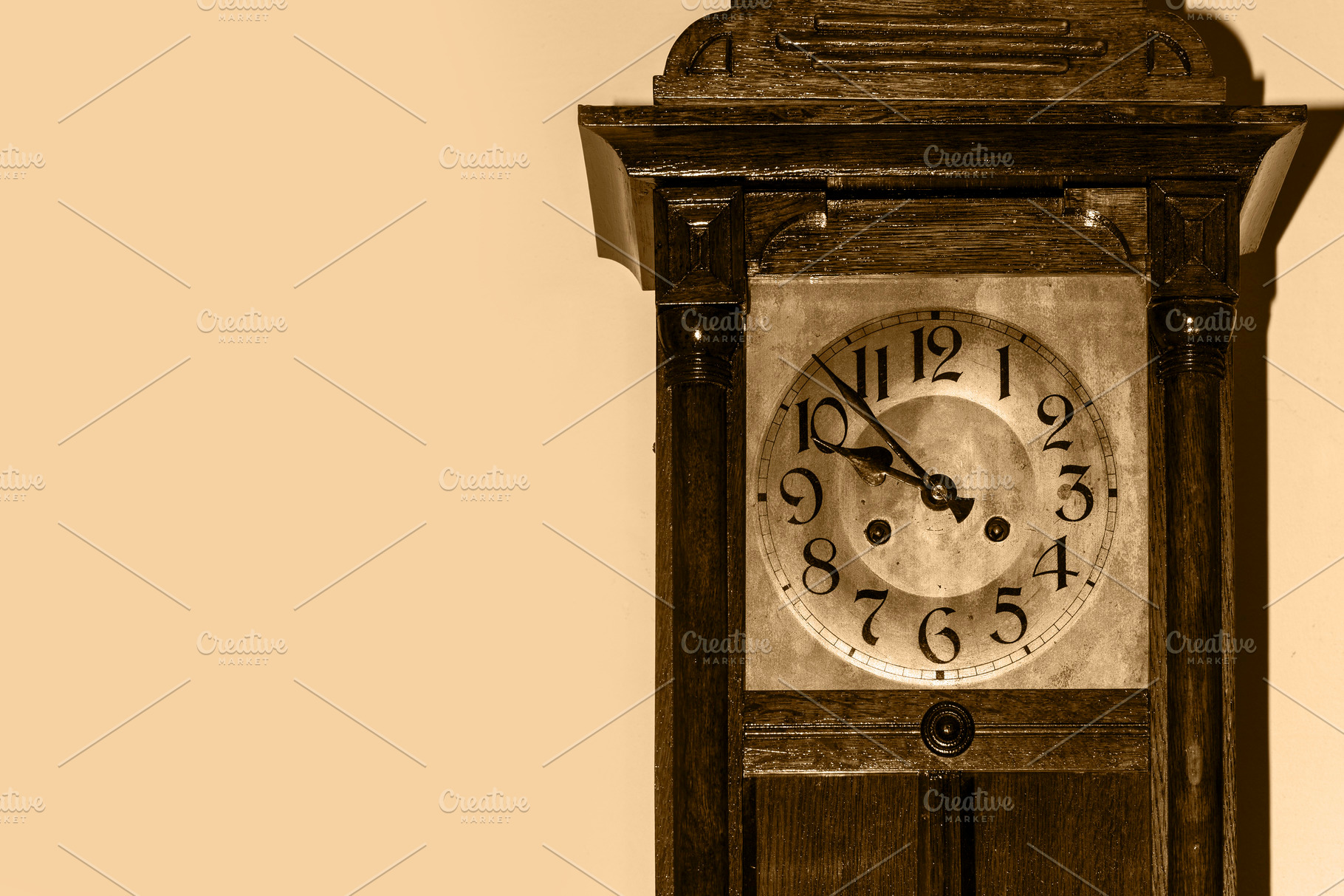 Old Antique Wooden Wall Clock Stock Photo Containing Ancient And Antiquarian High Quality Abstract Stock Photos Creative Market