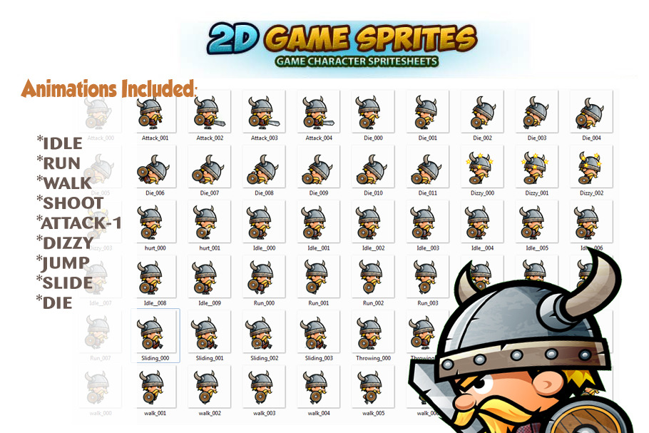 Viking 2D Game Sprites | Pre-Designed Illustrator Graphics ~ Creative ...