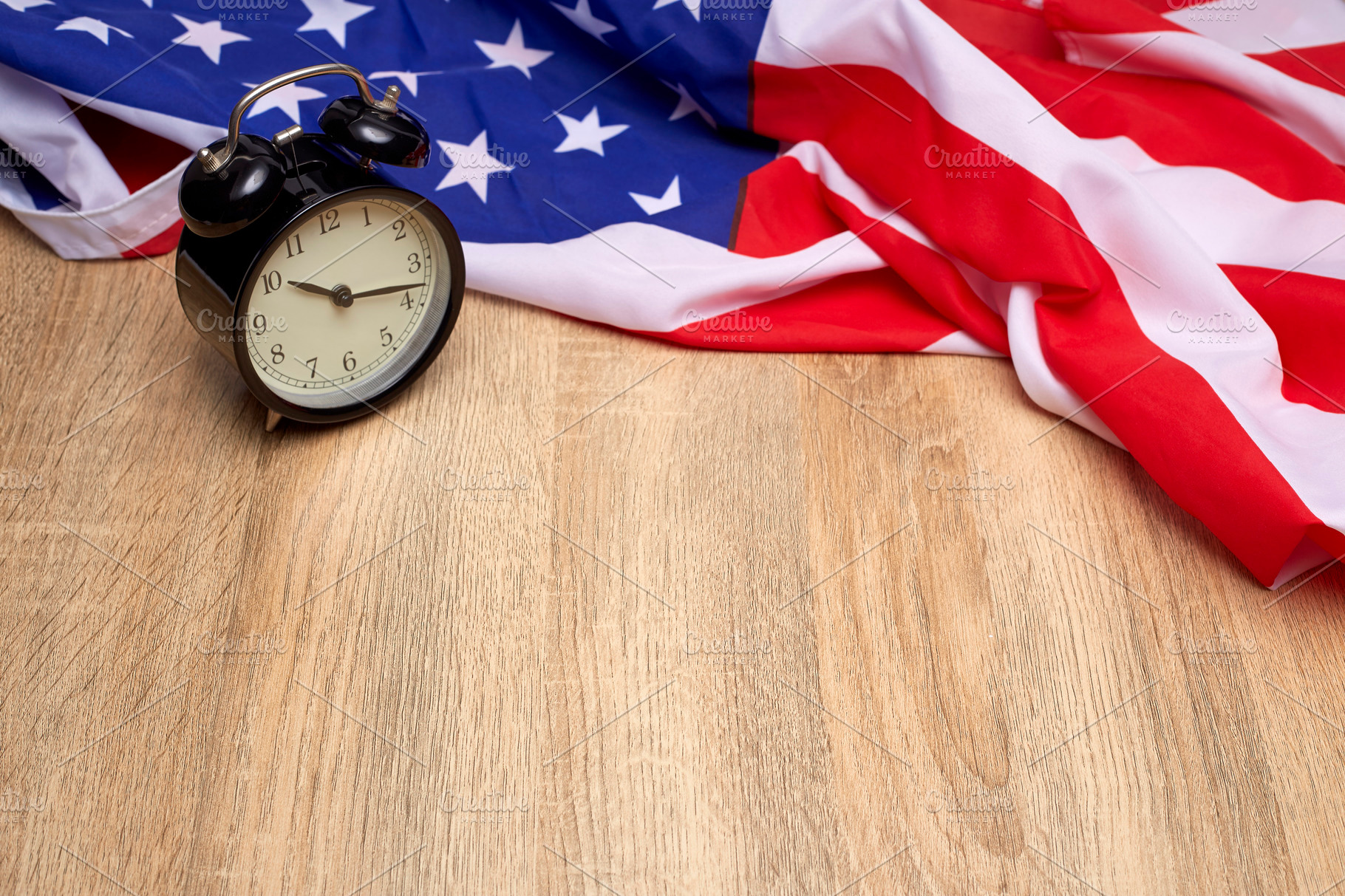 Usa Flag And Alarm Clock Containing Clock Flag And Usa High Quality Holiday Stock Photos Creative Market