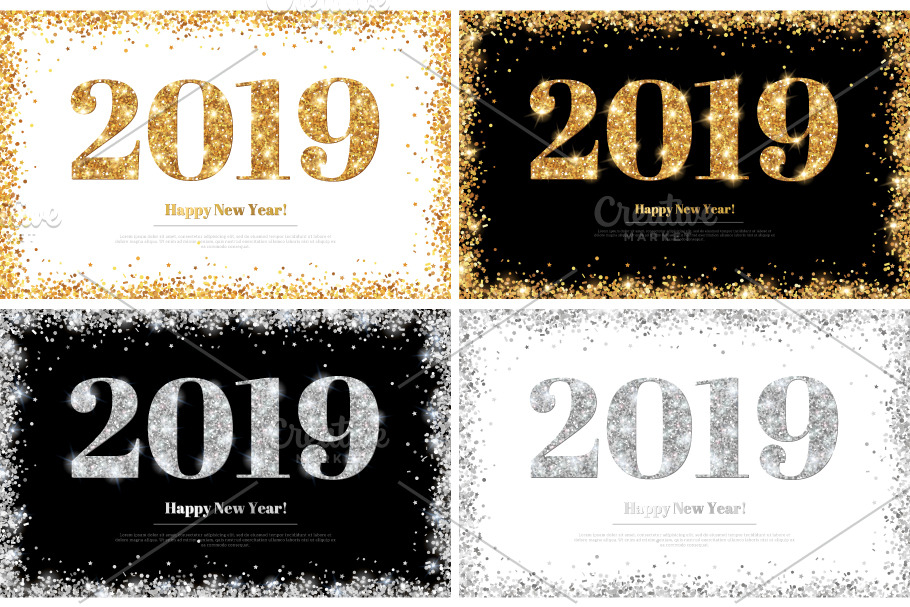 2022 Card with Gold Silver Numbers | Pre-Designed Illustrator Graphics