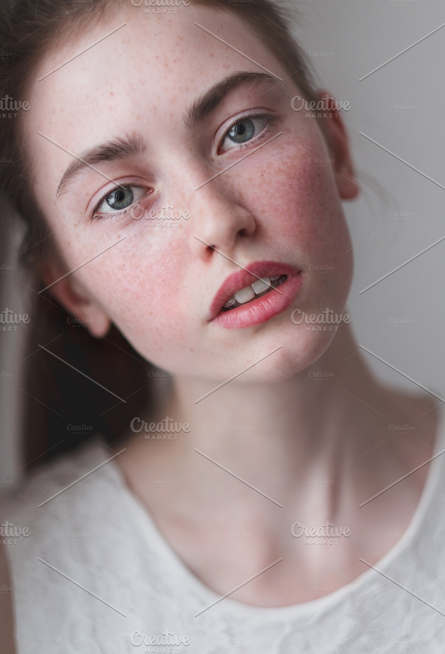 beautiful girl with freckles | High-Quality People Images ~ Creative Market