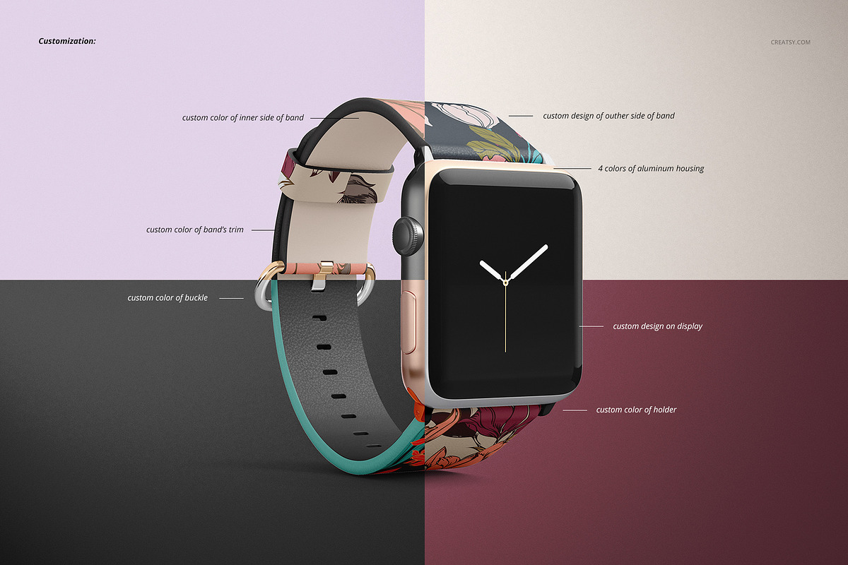 Download Apple Watch Leather Band Mockup Set | Creative Photoshop Templates ~ Creative Market