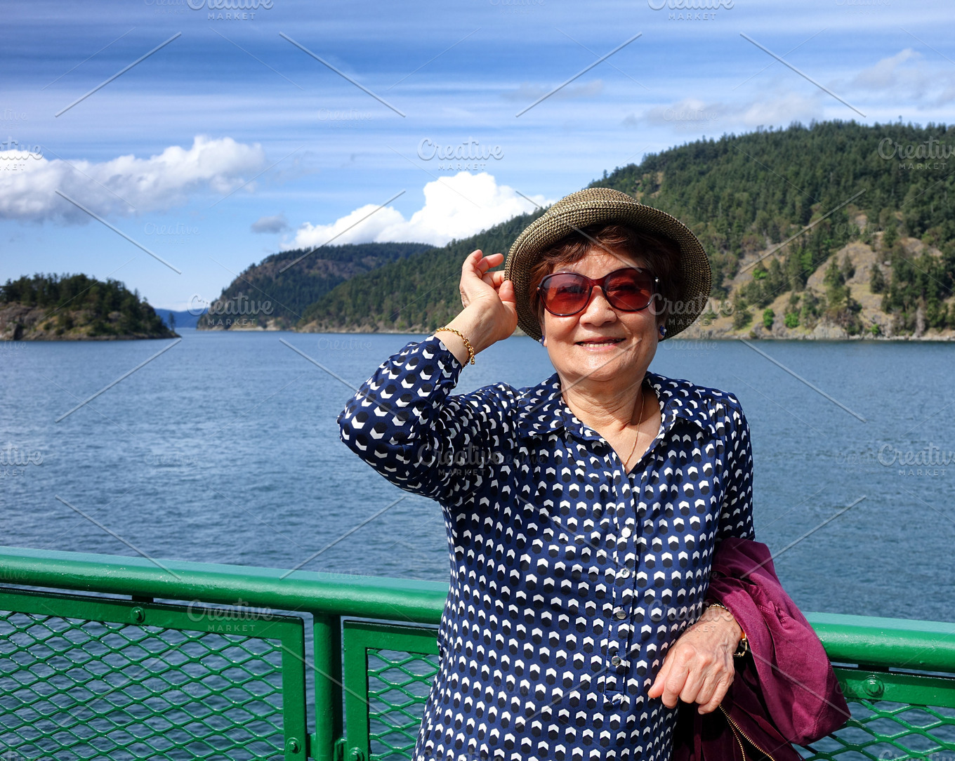 Senior woman enjoying her trip containing woman, portrait, and senior