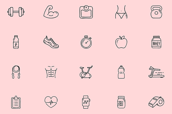 Health Fitness Instagram Icons Creative Photoshop Templates Creative Market