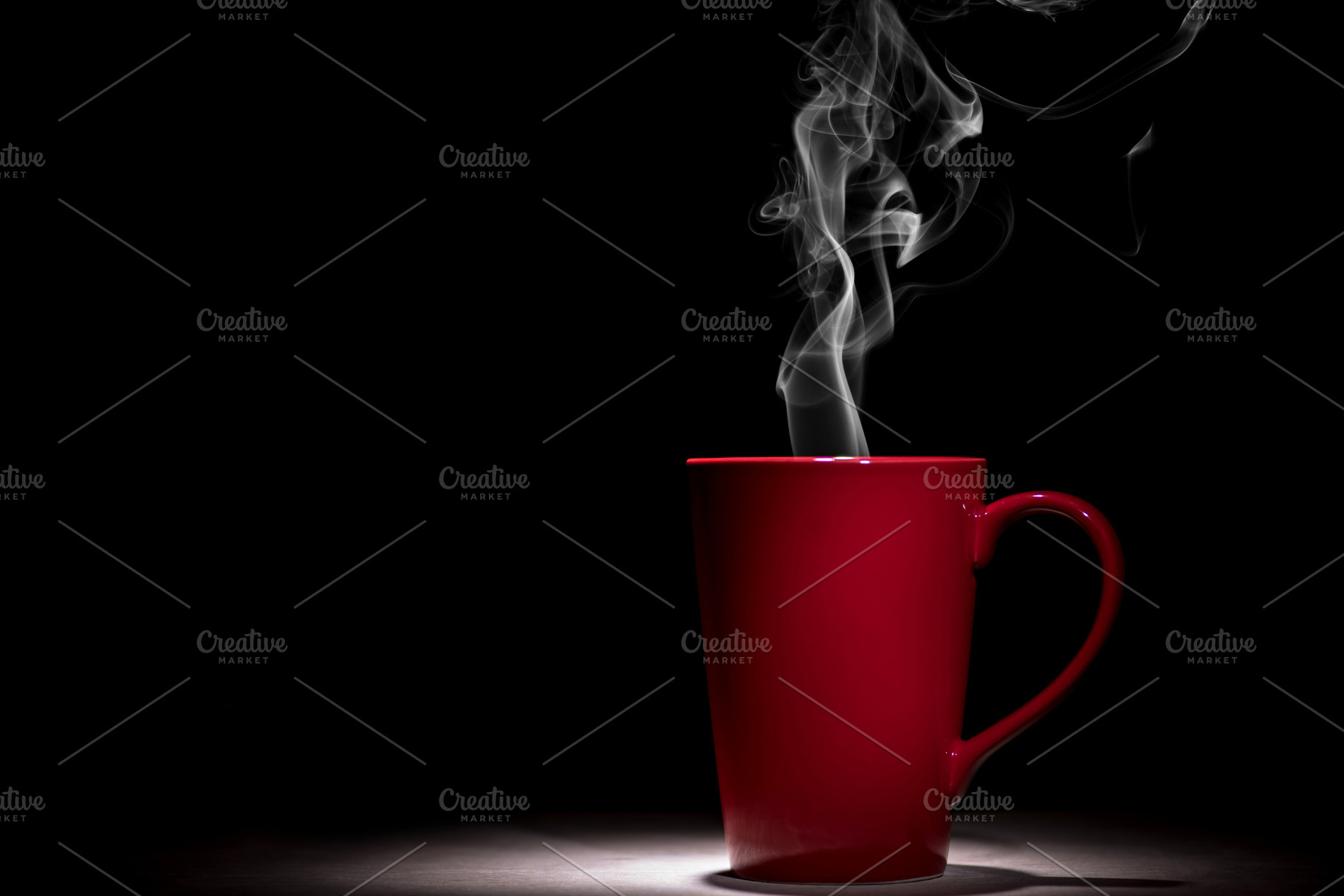 red coffee cup with smoke on black b | Stock Photos ~ Creative Market