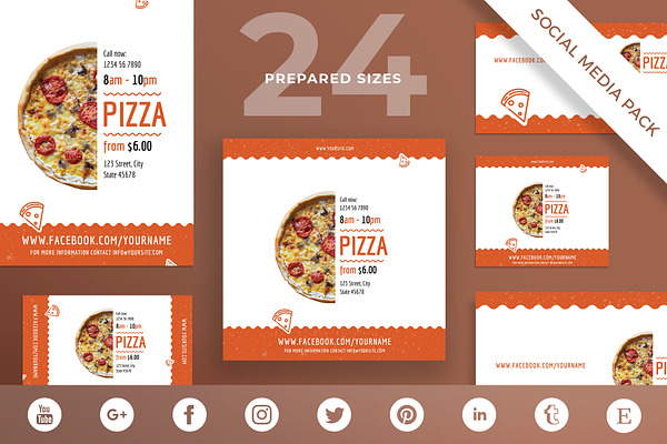 Social Media Pack Tasty Pizza Creative Illustrator Templates Creative Market