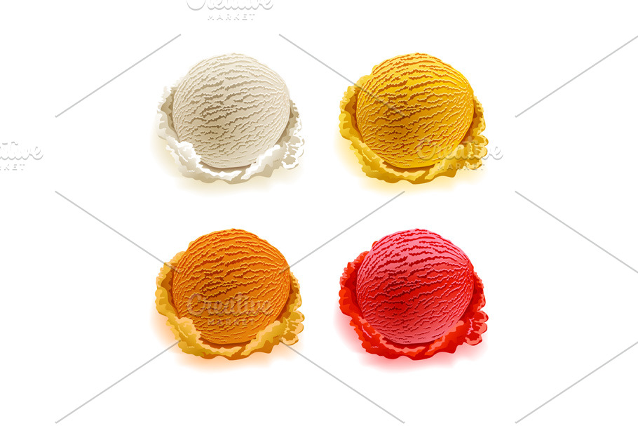 Set of ice cream scoops vector | Pre-Designed Illustrator Graphics