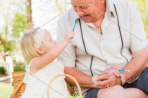 Grandpa And Granddaughter On Easter High Quality People Images ~ Creative Market 