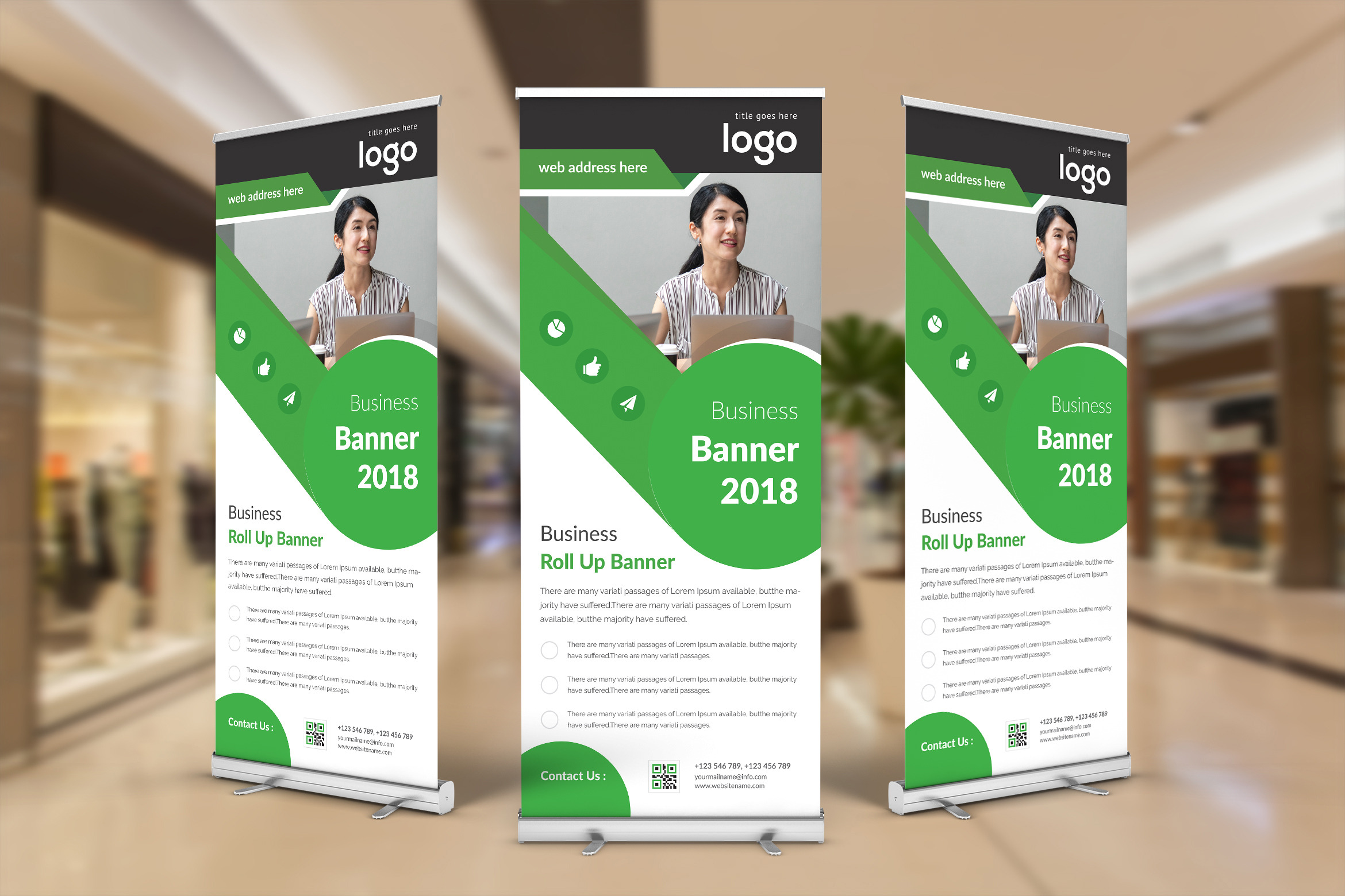 Green Roll Up Banner Creative Illustrator Templates Creative Market