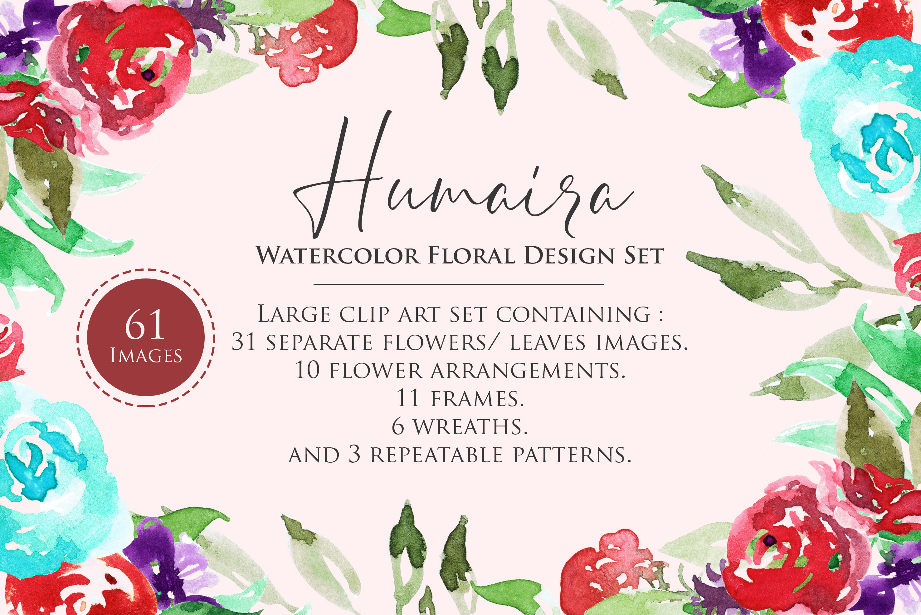 Humaira Watercolor Flower Set Pre Designed Photoshop Graphics Creative Market