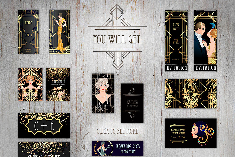 The GREAT GATSBY. 25 designs. vol.1 Creative Illustrator Templates