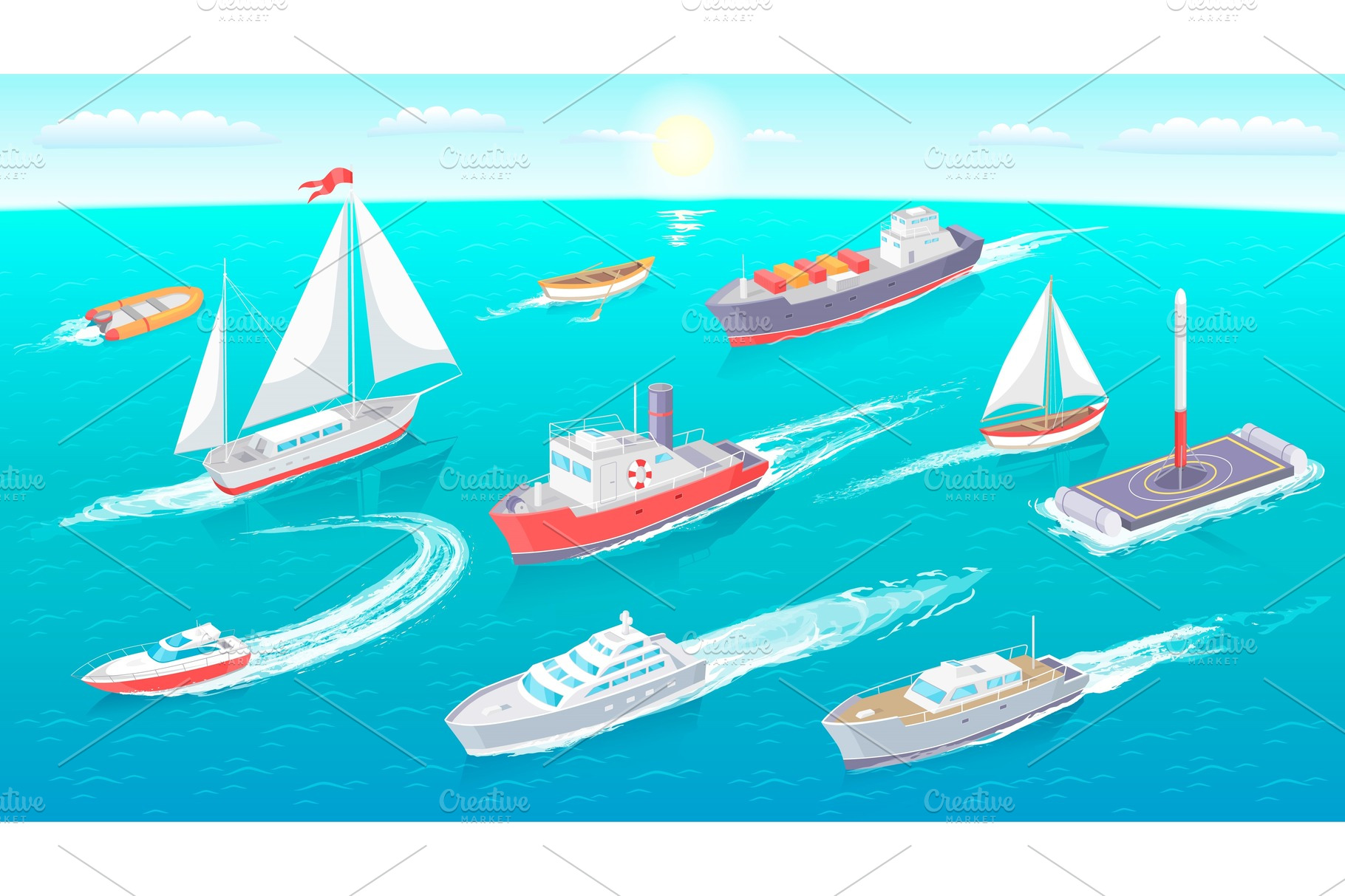 Water Transport Collection Vector | Pre-Designed Vector Graphics