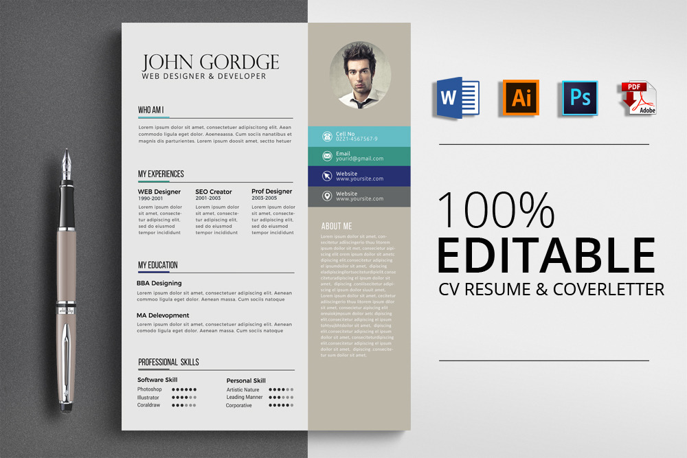 Creative Job CV Resume Word | Resume Templates ~ Creative Market