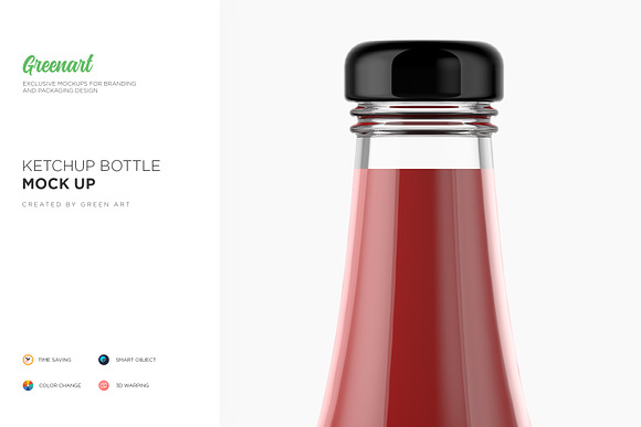 Clear Glass Ketchup Bottle Mockup Template, Product Mockups ft