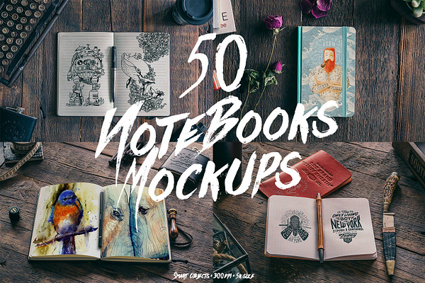 Download 50 Notebooks Mockups Creative Photoshop Templates Creative Market