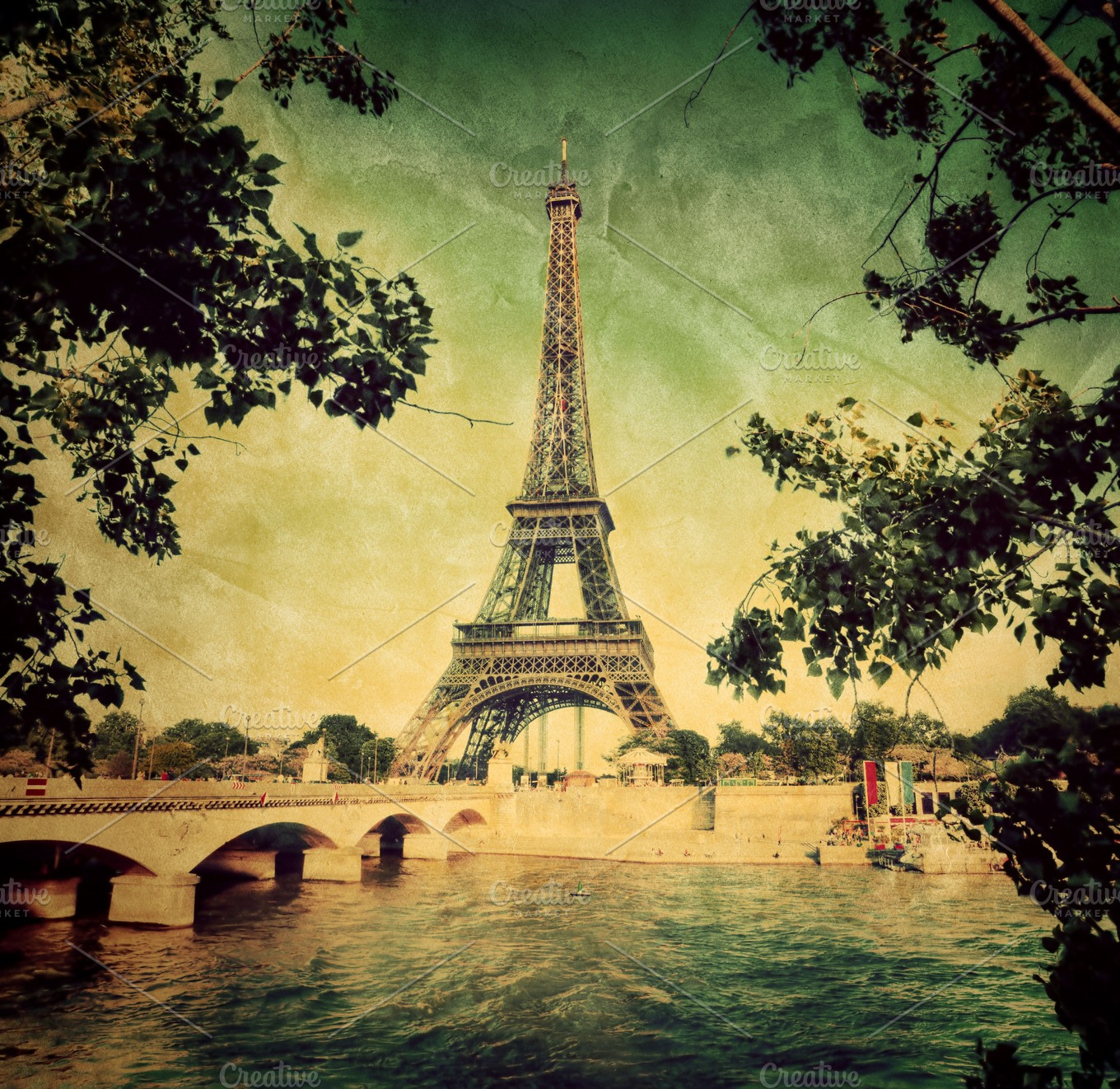 Eiffel Tower in Paris. Vintage | High-Quality Architecture Stock Photos