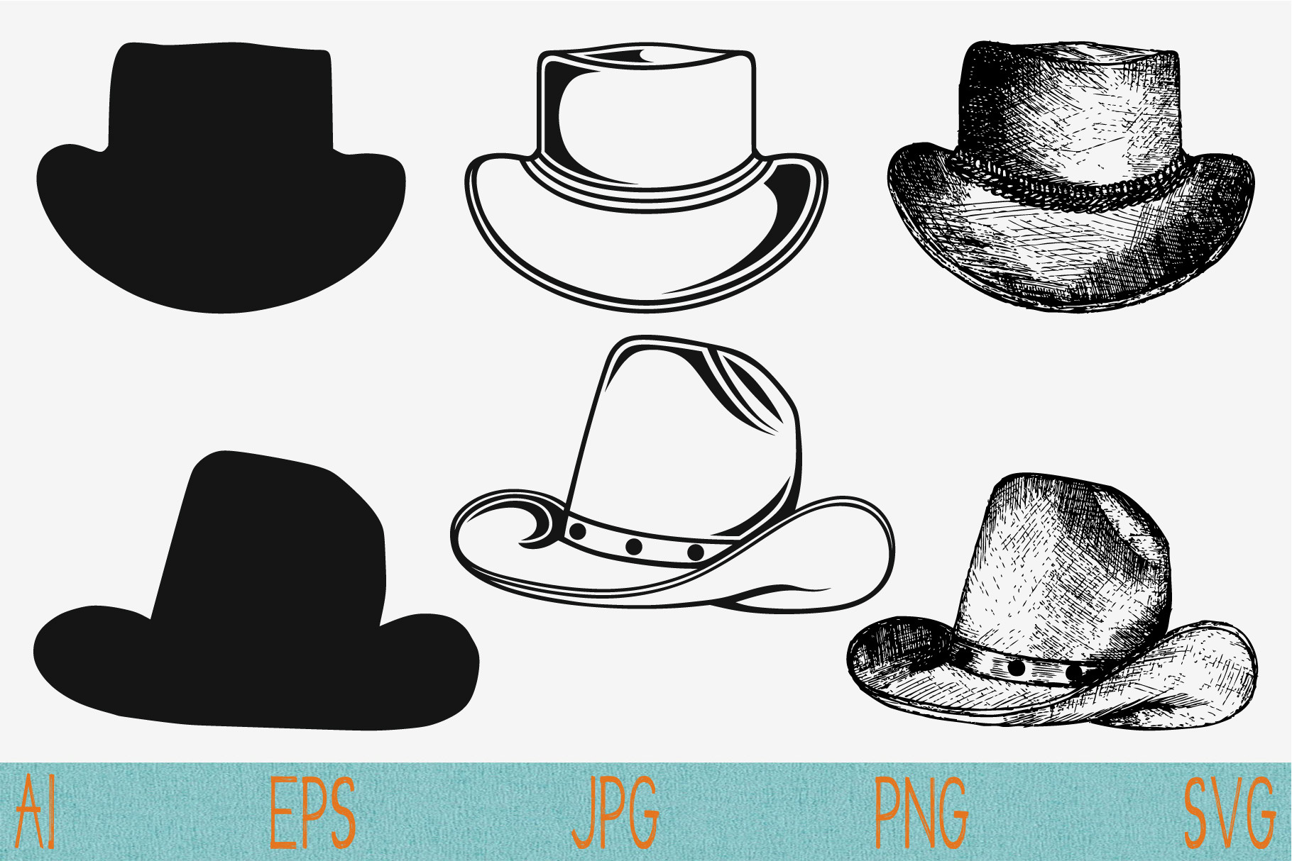 Download Cowboy Hat Set Vector Svg Png Eps Pre Designed Photoshop Graphics Creative Market