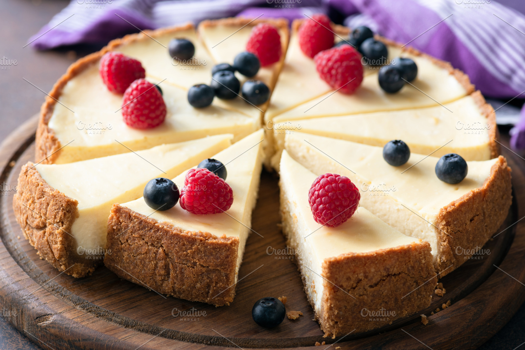 Classic plain new york cheesecake featuring cheesecake, cake, and ...