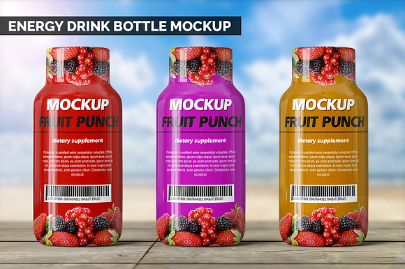 Protein Energy Drink Bottle Mockup Creative Photoshop Templates Creative Market