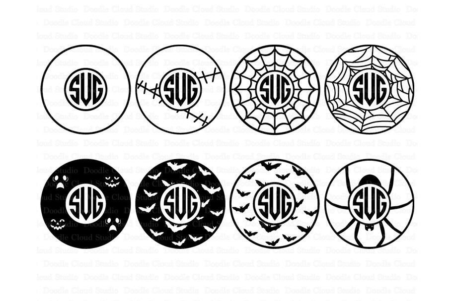 Download Halloween Circle Monogram Frame Svg Pre Designed Photoshop Graphics Creative Market