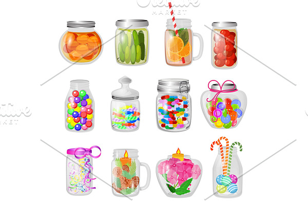 Glass jar vector jam or sweet jelly | Pre-Designed Vector Graphics