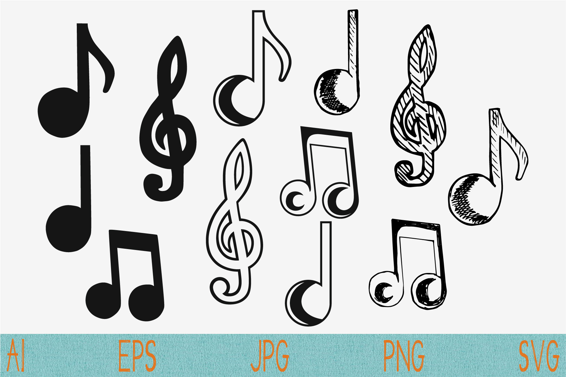 music musical notes set vector svg | Icons ~ Creative Market