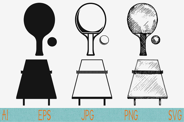 Table Tennis Ping Pong Svg Set Eps Pre Designed Photoshop Graphics Creative Market