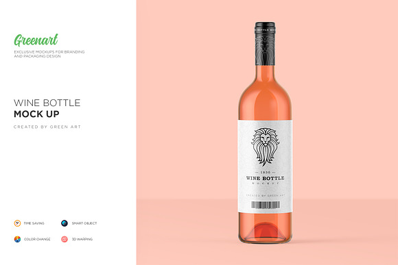 Download Clear Glass Wine Bottle Mockup Creative Photoshop Templates Creative Market