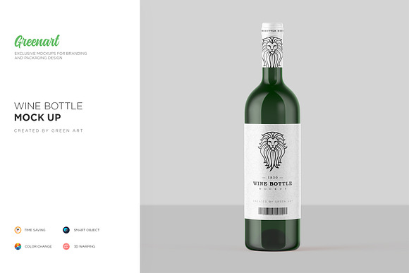 Download Clear Glass Wine Bottle Mockup Creative Photoshop Templates Creative Market