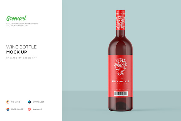 Download Clear Glass Wine Bottle Mockup Creative Photoshop Templates Creative Market