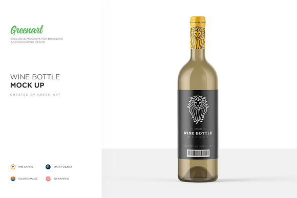 Download Clear Glass Wine Bottle Mockup Creative Photoshop Templates Creative Market