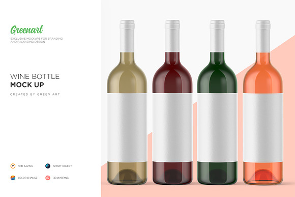 Clear Glass Wine Bottle Mockup Creative Photoshop Templates Creative Market