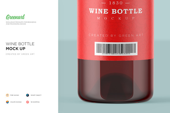 Download Clear Glass Wine Bottle Mockup Creative Photoshop Templates Creative Market