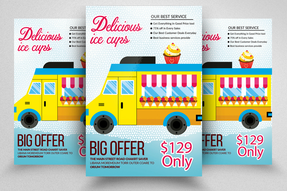 Download Ice Cream Truck Delivery Flyer Creative Illustrator Templates Creative Market