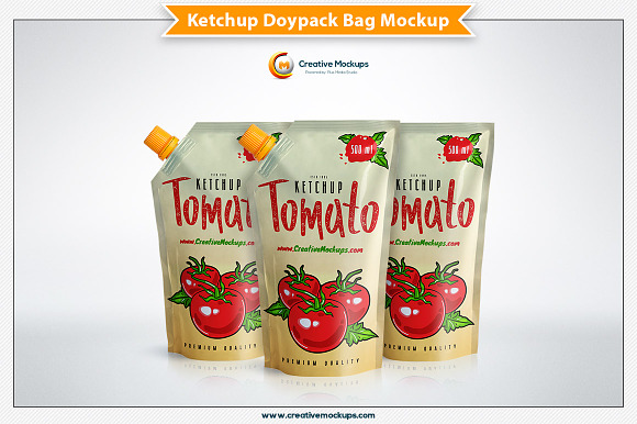 Download Ketchup Doypack Bag Mockup Creative Photoshop Templates Creative Market