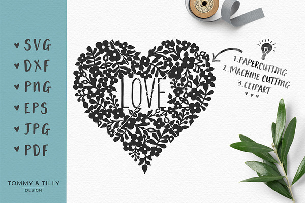 Download Flower Love Heart Wedding Svg Pre Designed Photoshop Graphics Creative Market PSD Mockup Templates