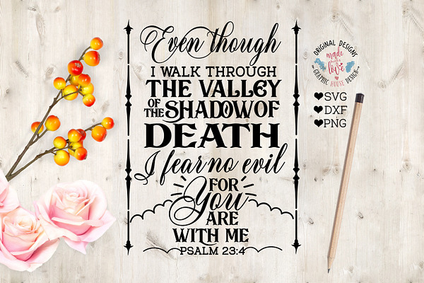 Psalm 23 4 Cut File In Svg Dxf Png Pre Designed Photoshop Graphics Creative Market