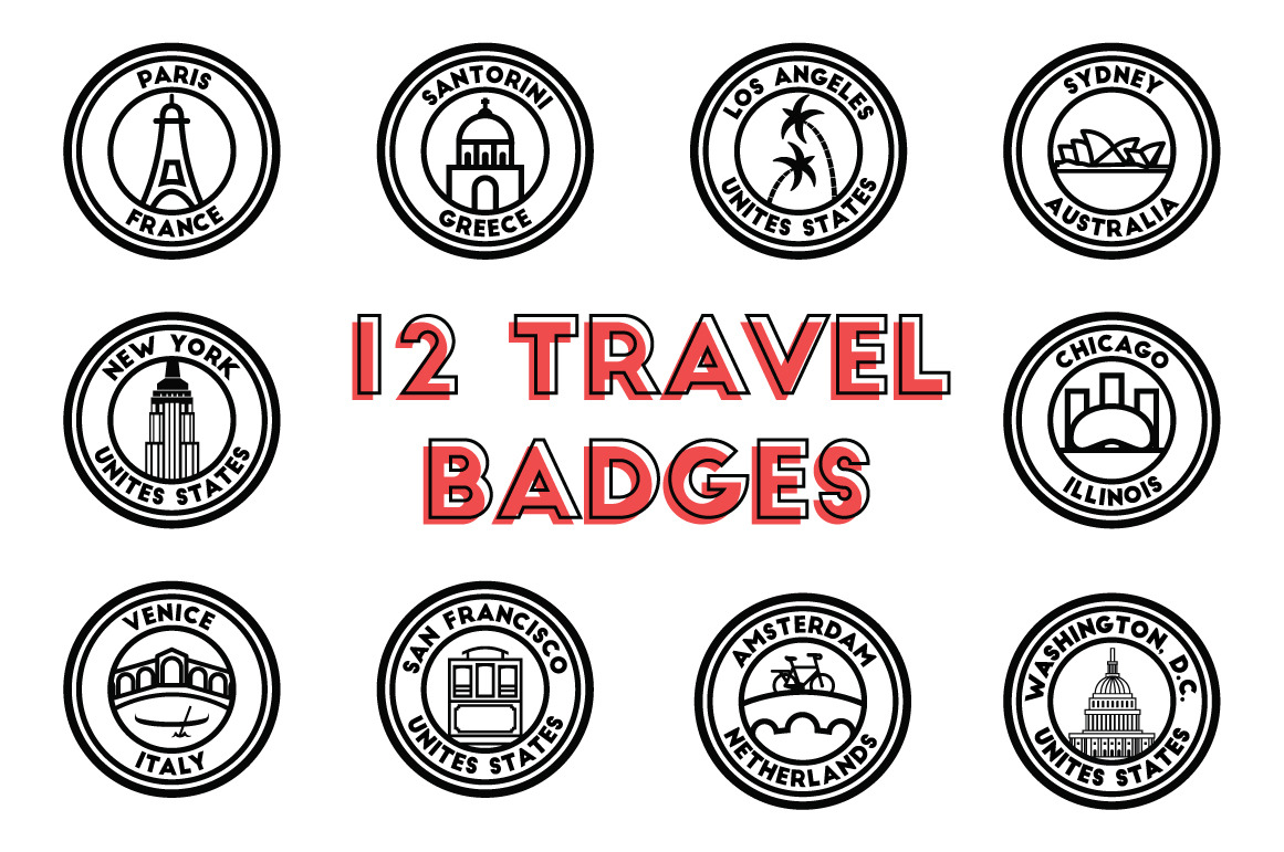 12 Vector Travel Badge Mockups | Icons ~ Creative Market