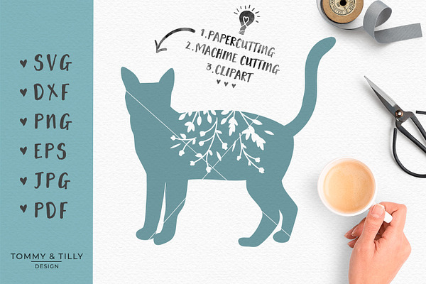 Download Floral Cat Svg Cut File Clipart Pre Designed Photoshop Graphics Creative Market 3D SVG Files Ideas | SVG, Paper Crafts, SVG File