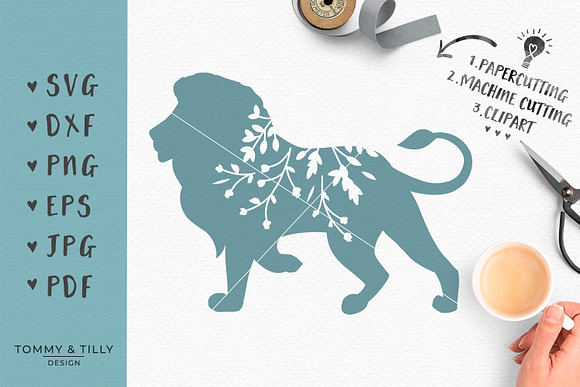 Download Floral Lion Silhouette Svg Clipart Pre Designed Photoshop Graphics Creative Market